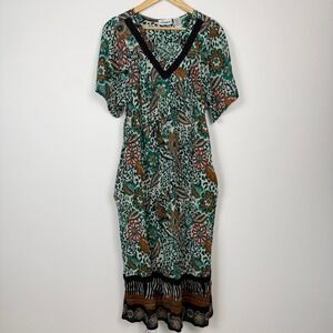 Vintage Loungees Floral Animal Print Lounger Patio House Dress Womens Large